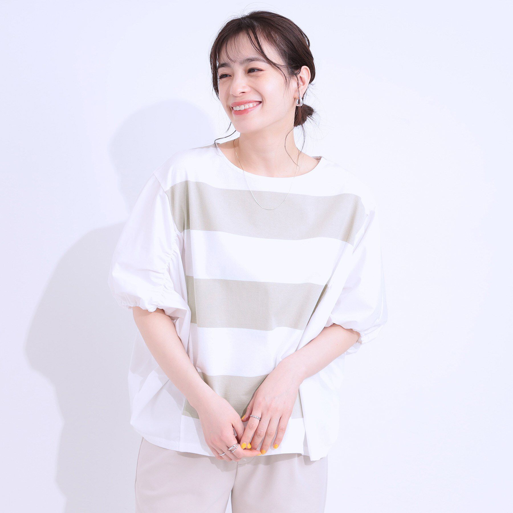 SHOO･LA･RUE「ふわりシルエットが新しい ワイドピッチボーダートップス」|Tシャツ・カットソー|