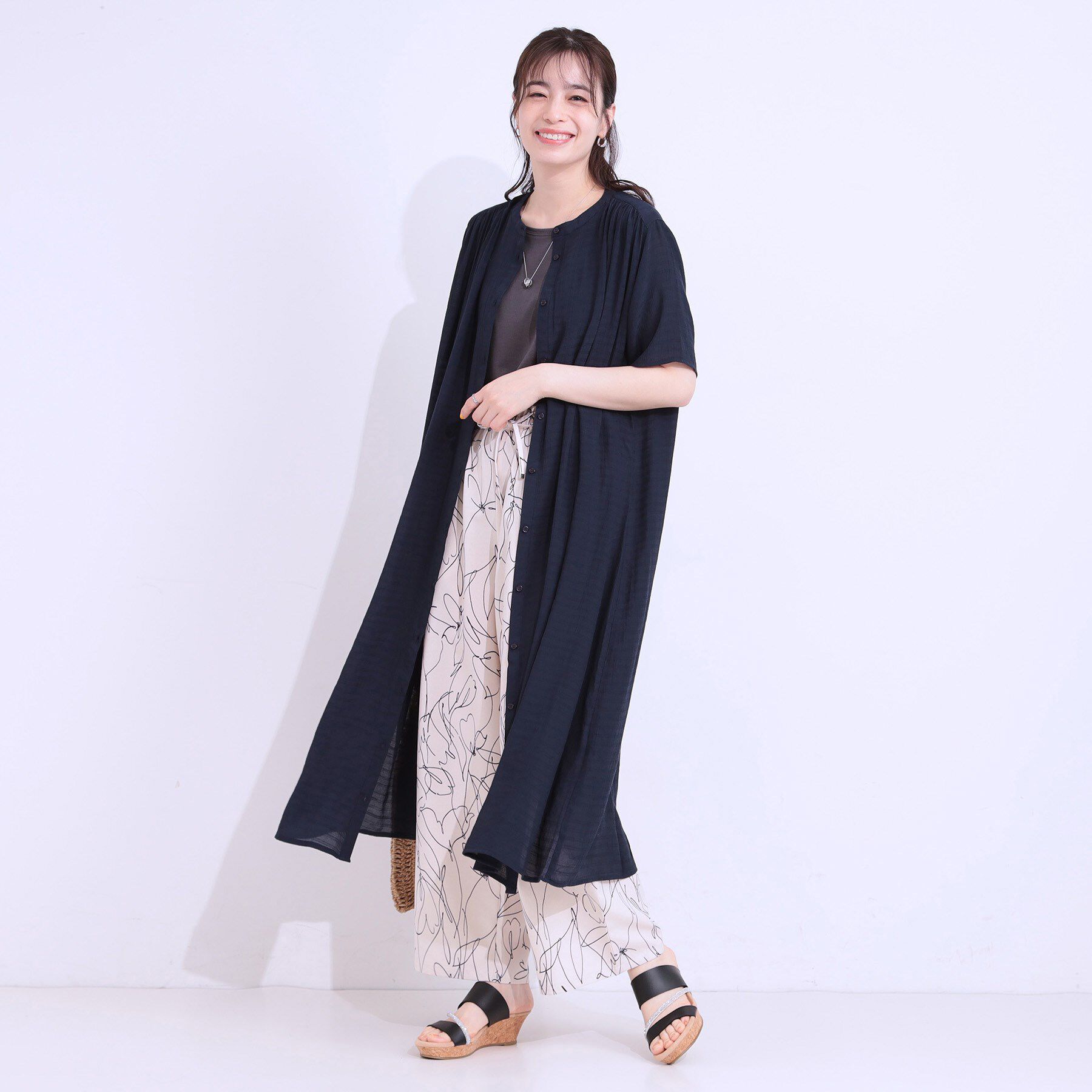 SHOO･LA･RUE「さらさら ドビーギャザー シャツワンピース」|ワンピース|