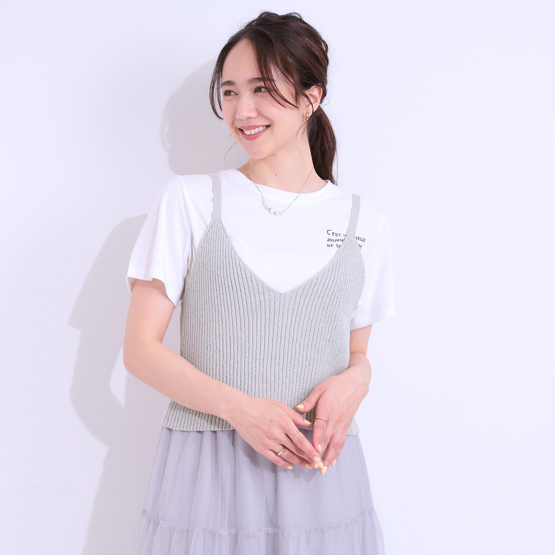SHOO･LA･RUE「【S-LL/2点セット】ラメニットキャミ＆ロゴTシャツ」|その他|