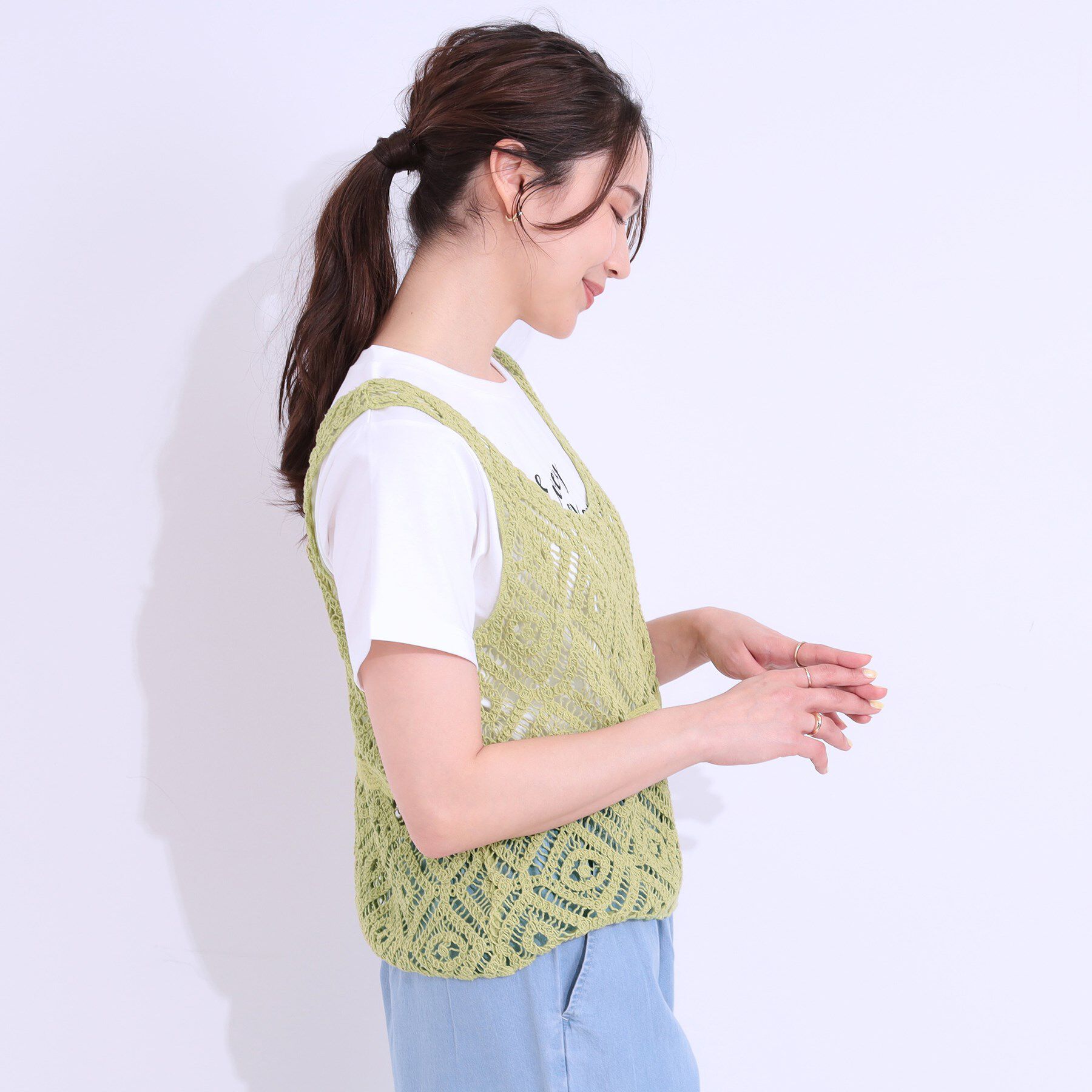SHOO･LA･RUE「【S-LL/2点セット】大人カジュアルに レースビスチェ+プリントTシャツ」|その他|
