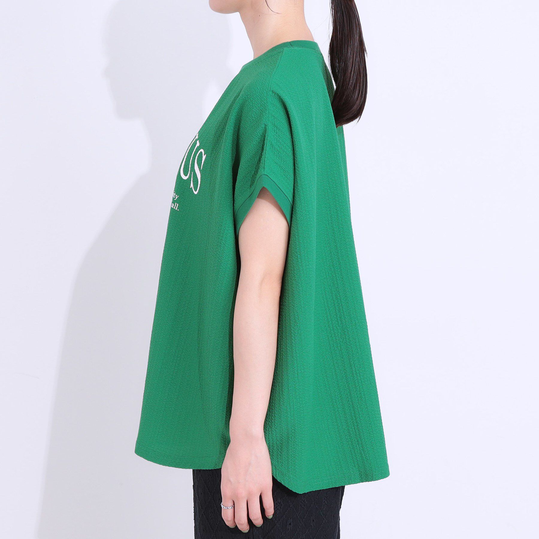 SHOO･LA･RUE「【洗える】ぽこぽこフレンチスリーブTシャツ」|Tシャツ・カットソー|