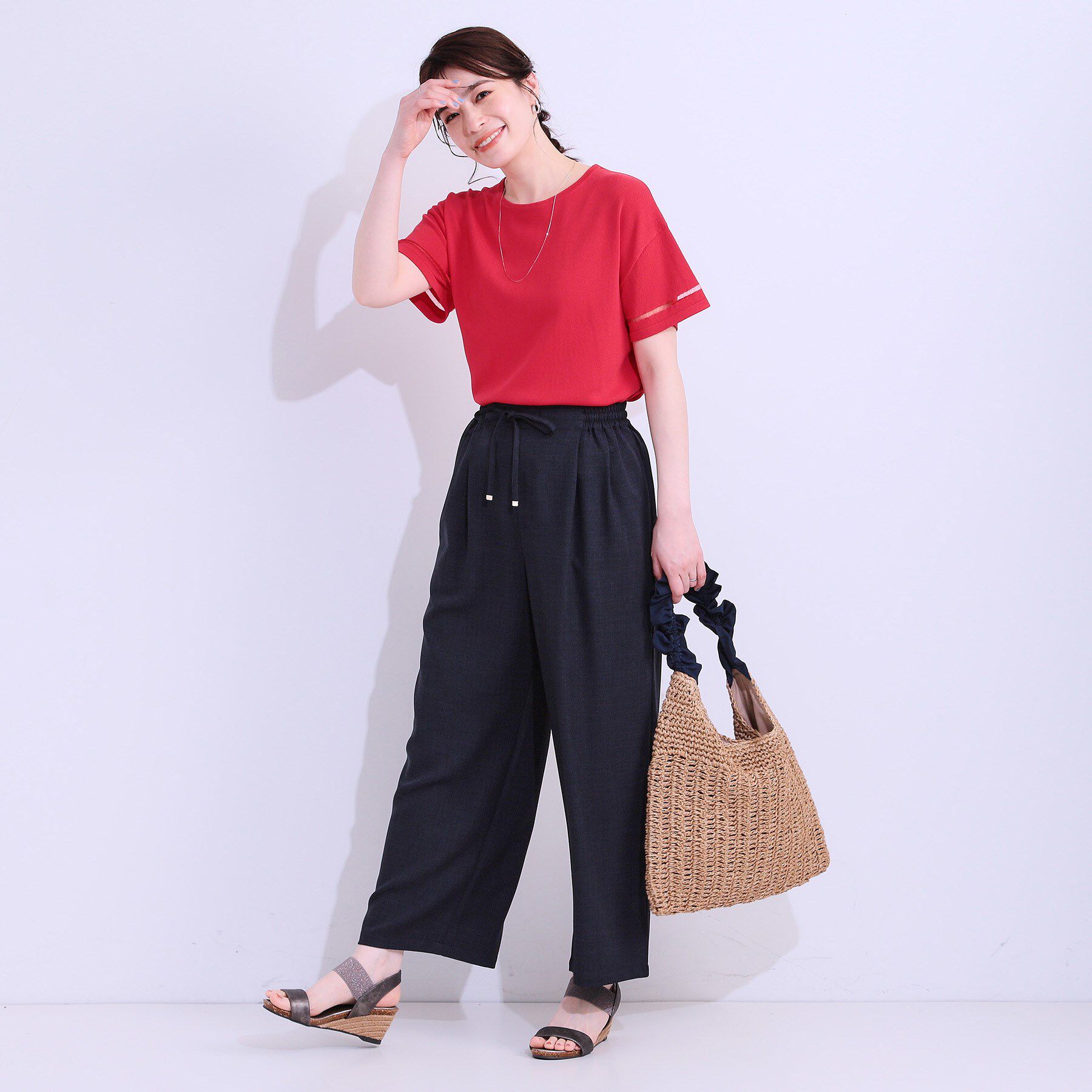SHOO･LA･RUE「【S-LL/洗える/UV】お袖シアーでヘルシーに フレアスリーブサマーニット」|ニット・セーター|