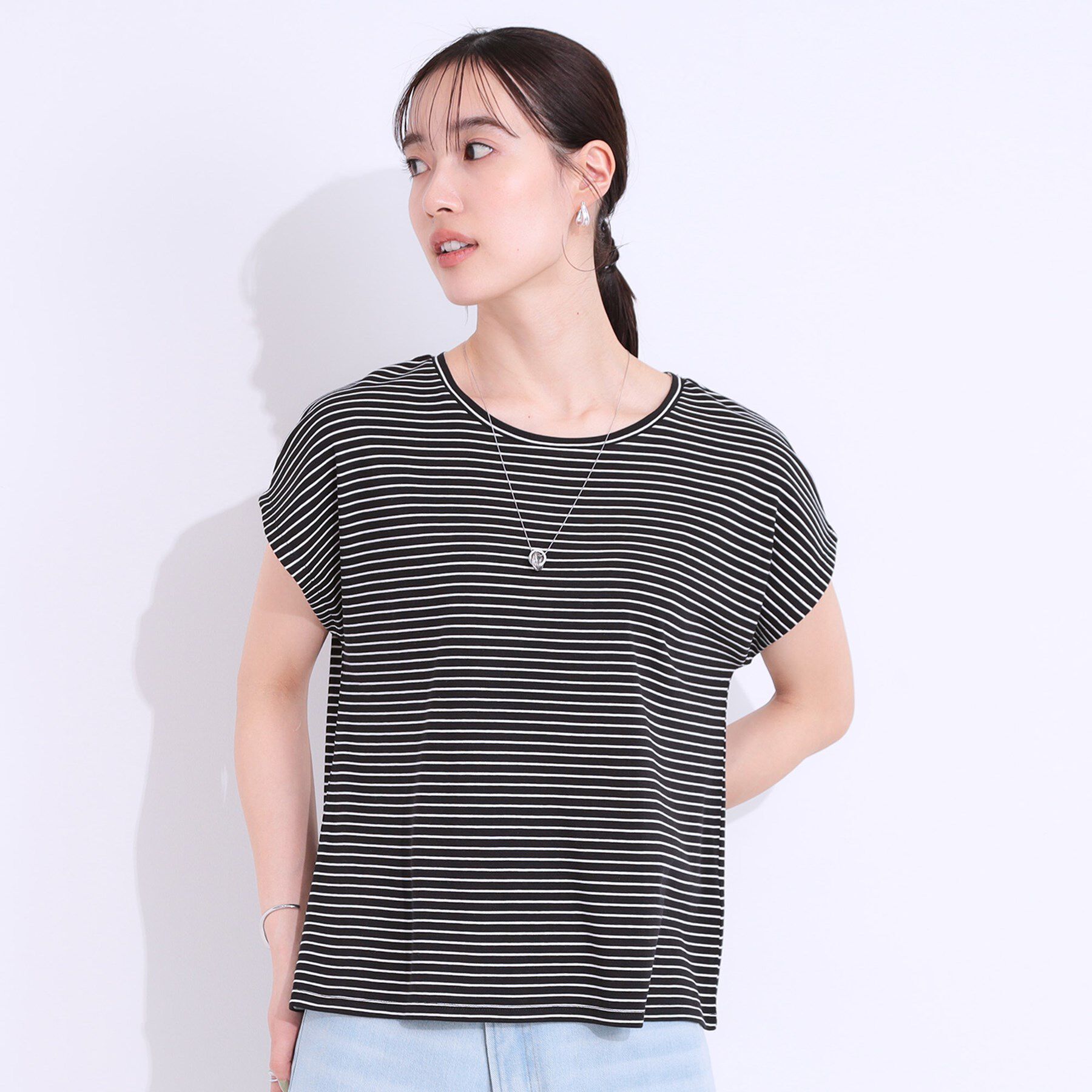 SHOO･LA･RUE「【S-LL/2点セット】程よい甘さをプラス Tシャツ＋チュールトップス」|Tシャツ・カットソー|