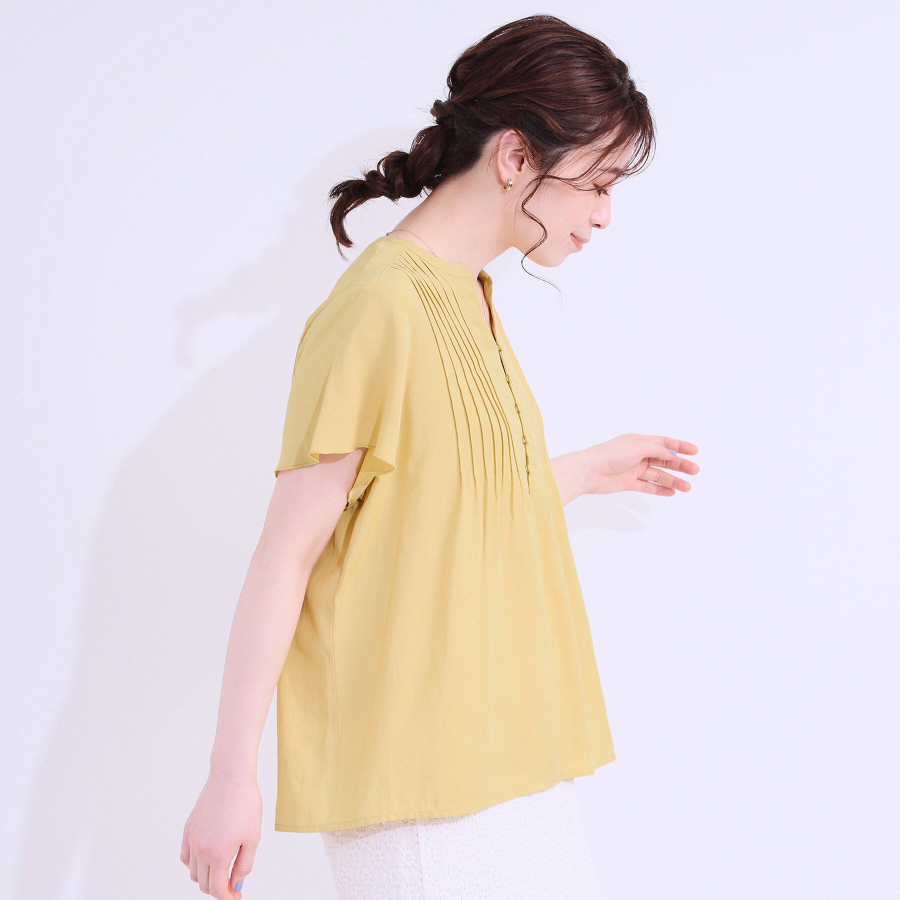 SHOO･LA･RUE「【洗える/S-LL】ふわりシルエットが涼しげ フロントボタンブラウス」|シャツ・ブラウス|