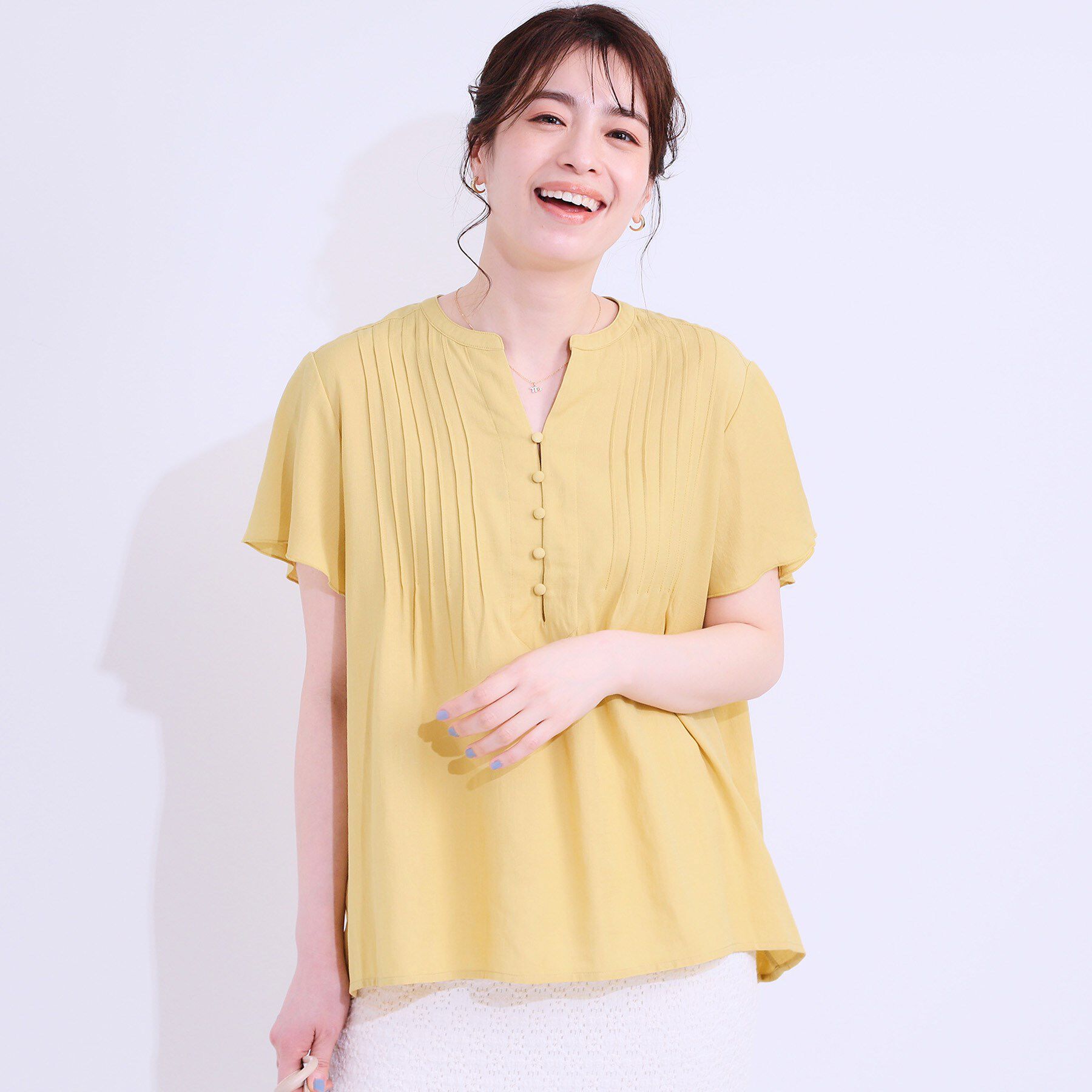 SHOO･LA･RUE「【洗える/S-LL】ふわりシルエットが涼しげ フロントボタンブラウス」|シャツ・ブラウス|