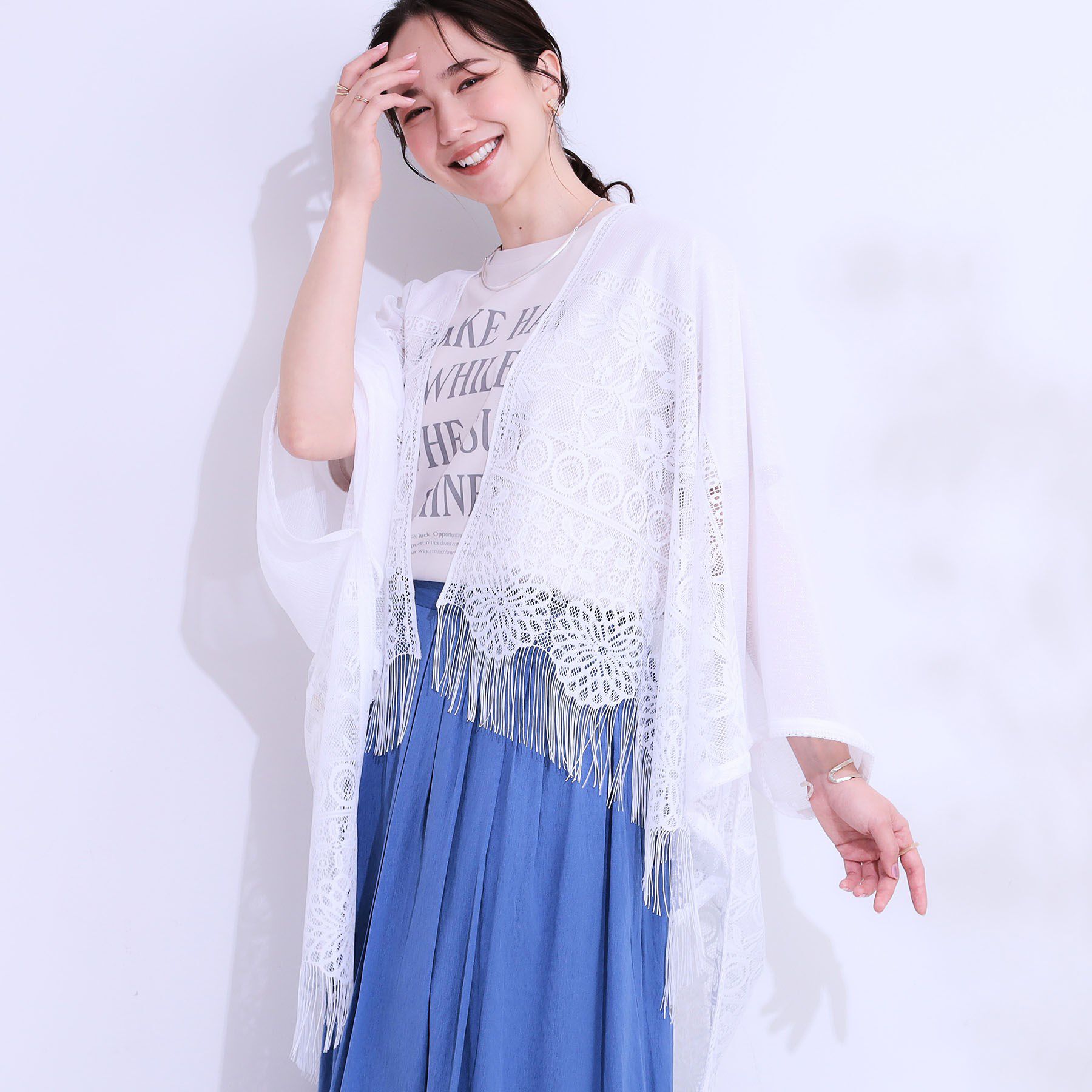 SHOO･LA･RUE「花柄レースポンチョ」|ポンチョ・ケープ|オフホワイト(003