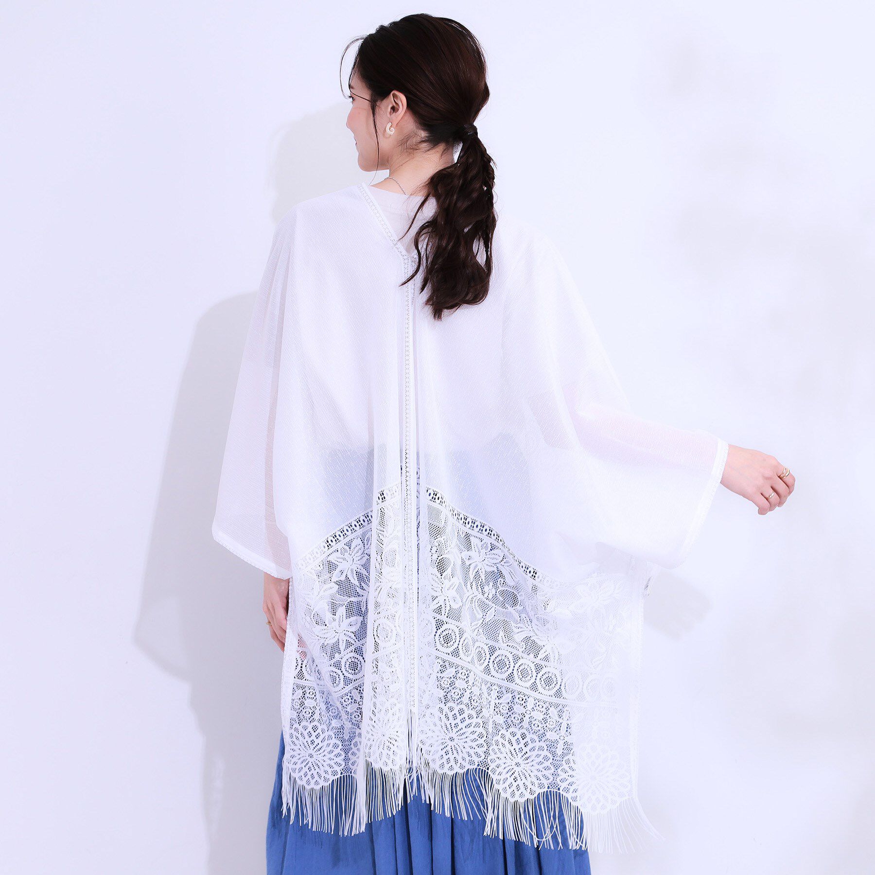 SHOO･LA･RUE「花柄レースポンチョ」|ポンチョ・ケープ|