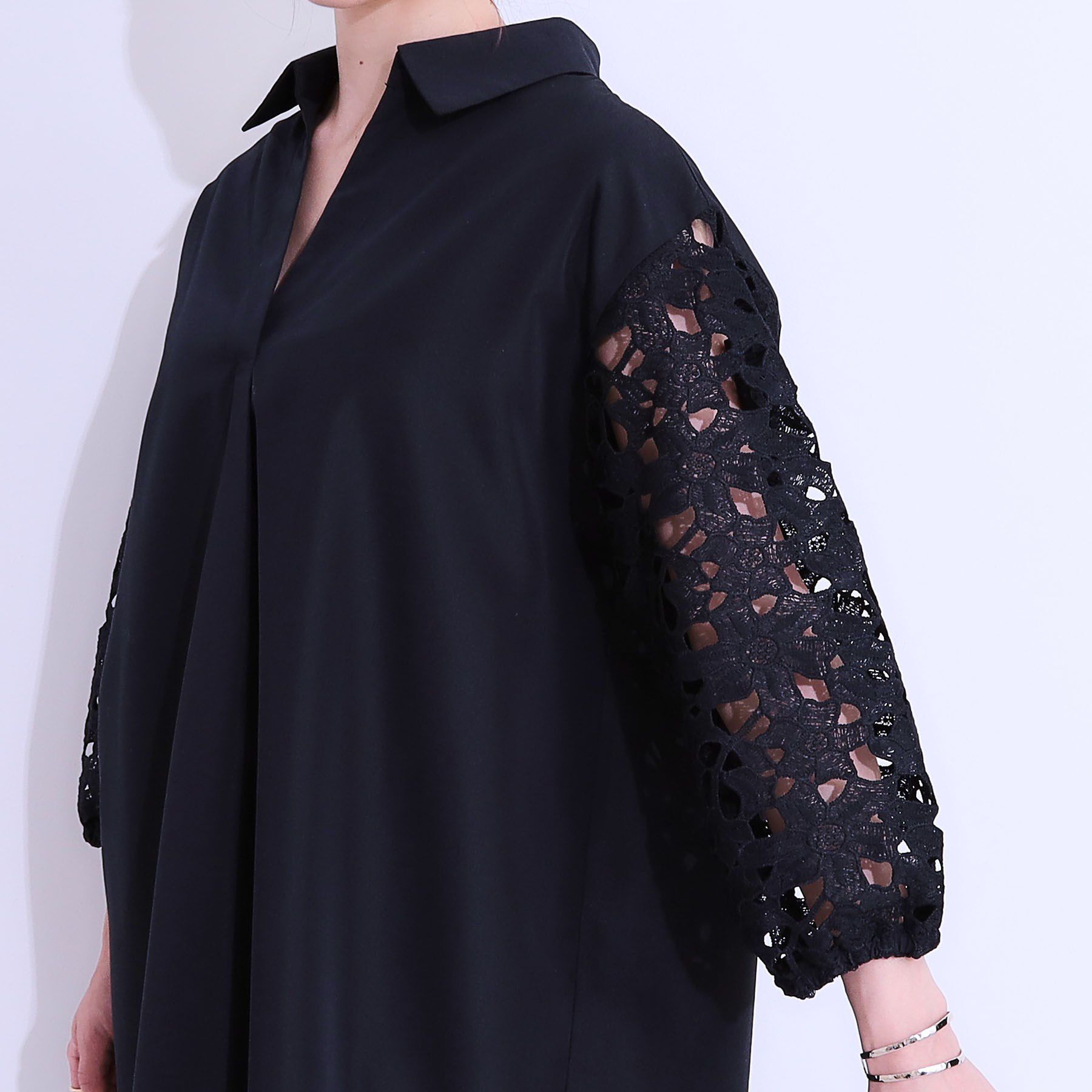 SHOO･LA･RUE「お袖レースが上品な シャツワンピース」|ワンピース|