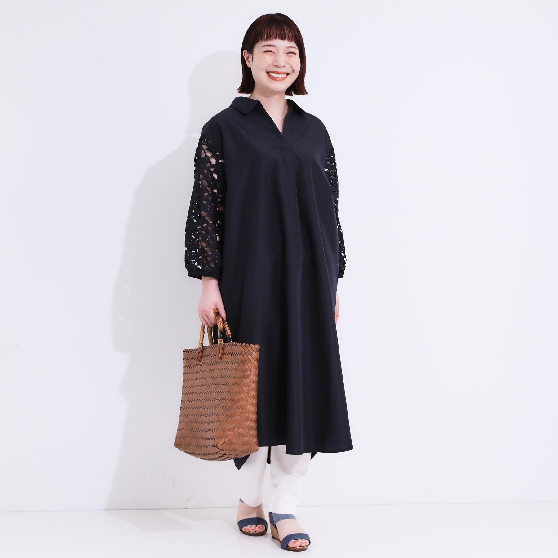 SHOO･LA･RUE「お袖レースが上品な シャツワンピース」|ワンピース|