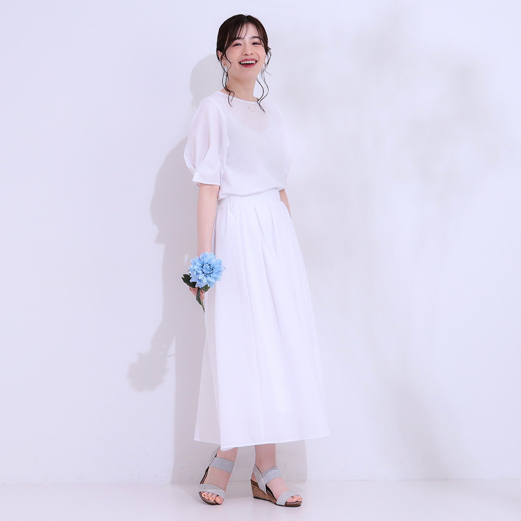 SHOO･LA･RUE「【S-LL/セットアップ可/5分袖】涼しくこなれる お袖タックブラウス」|シャツ・ブラウス|