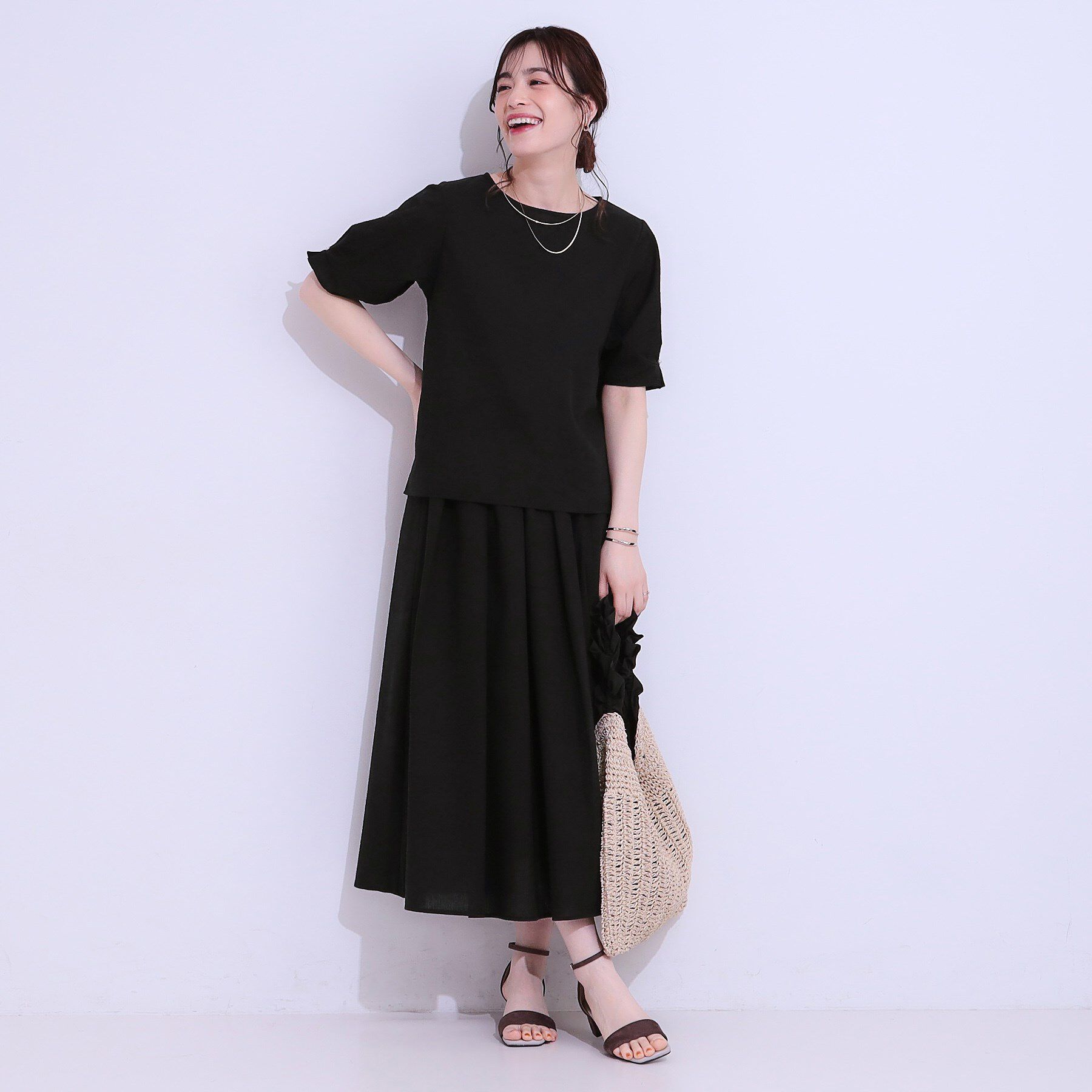 SHOO･LA･RUE「【S-LL/セットアップ可/5分袖】涼しくこなれる お袖タックブラウス」|シャツ・ブラウス|
