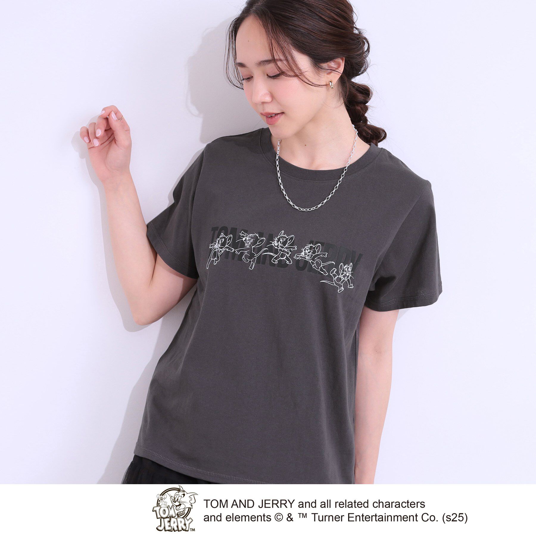 SHOO･LA･RUE「【TOM and JERRY 別注】ベーシックTシャツ」|Tシャツ・カットソー|チャコールグレー(2