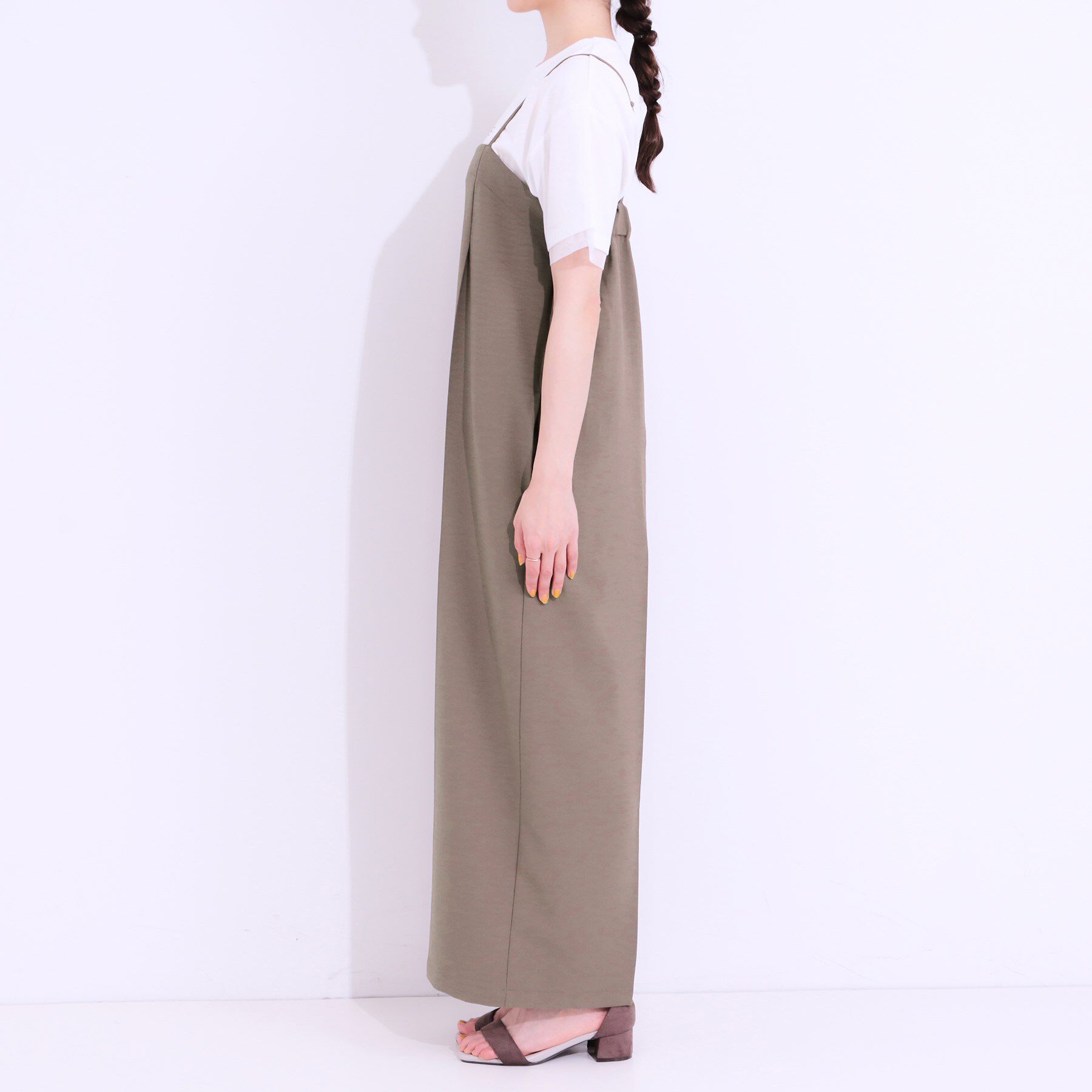 SHOO･LA･RUE「【S-LL】Iラインですっきり見え 大人見えサロペット」|オールインワン|