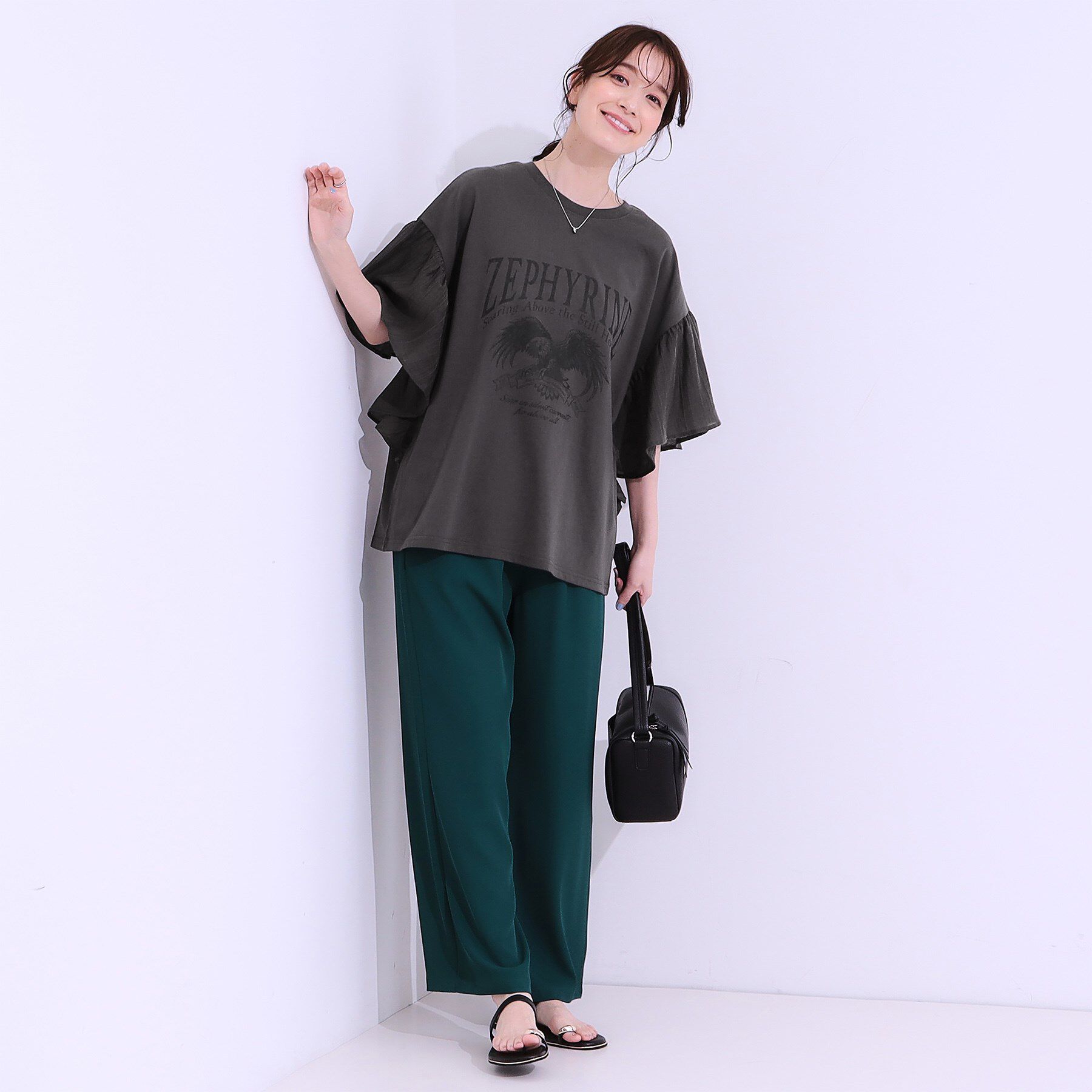 SHOO･LA･RUE「【S-LL】リメイク風 ポンチョデザインTシャツ」|Tシャツ・カットソー|
