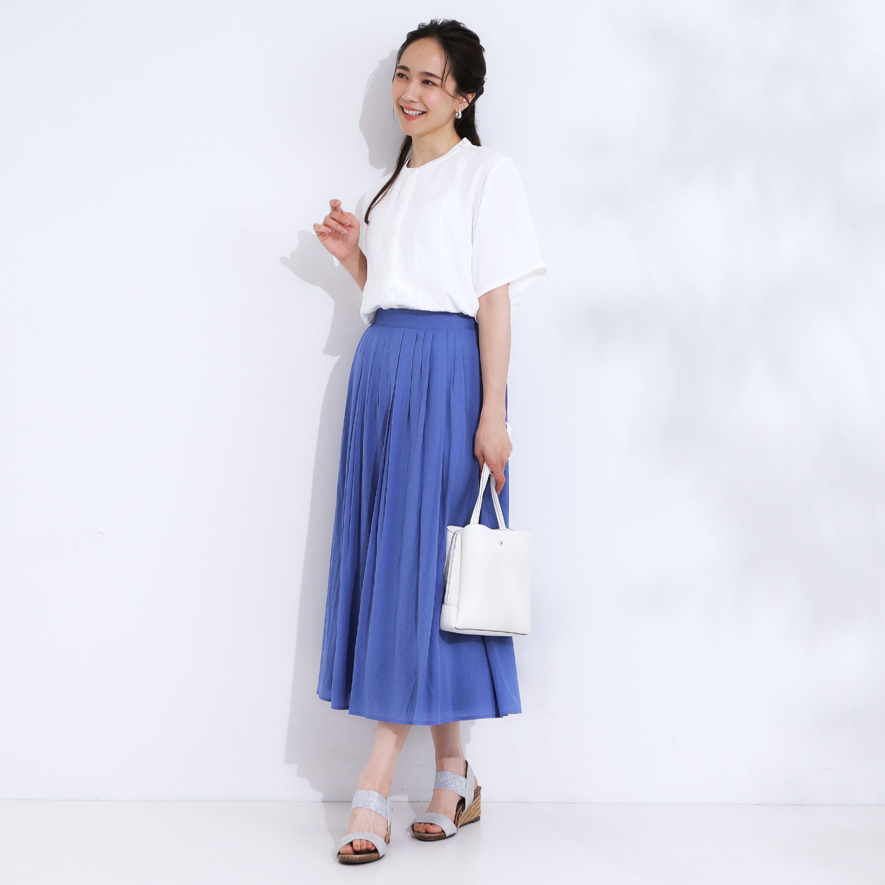 SHOO･LA･RUE「【S-LL】さらりと大人上品 レース切替半袖ブラウス」|シャツ・ブラウス|