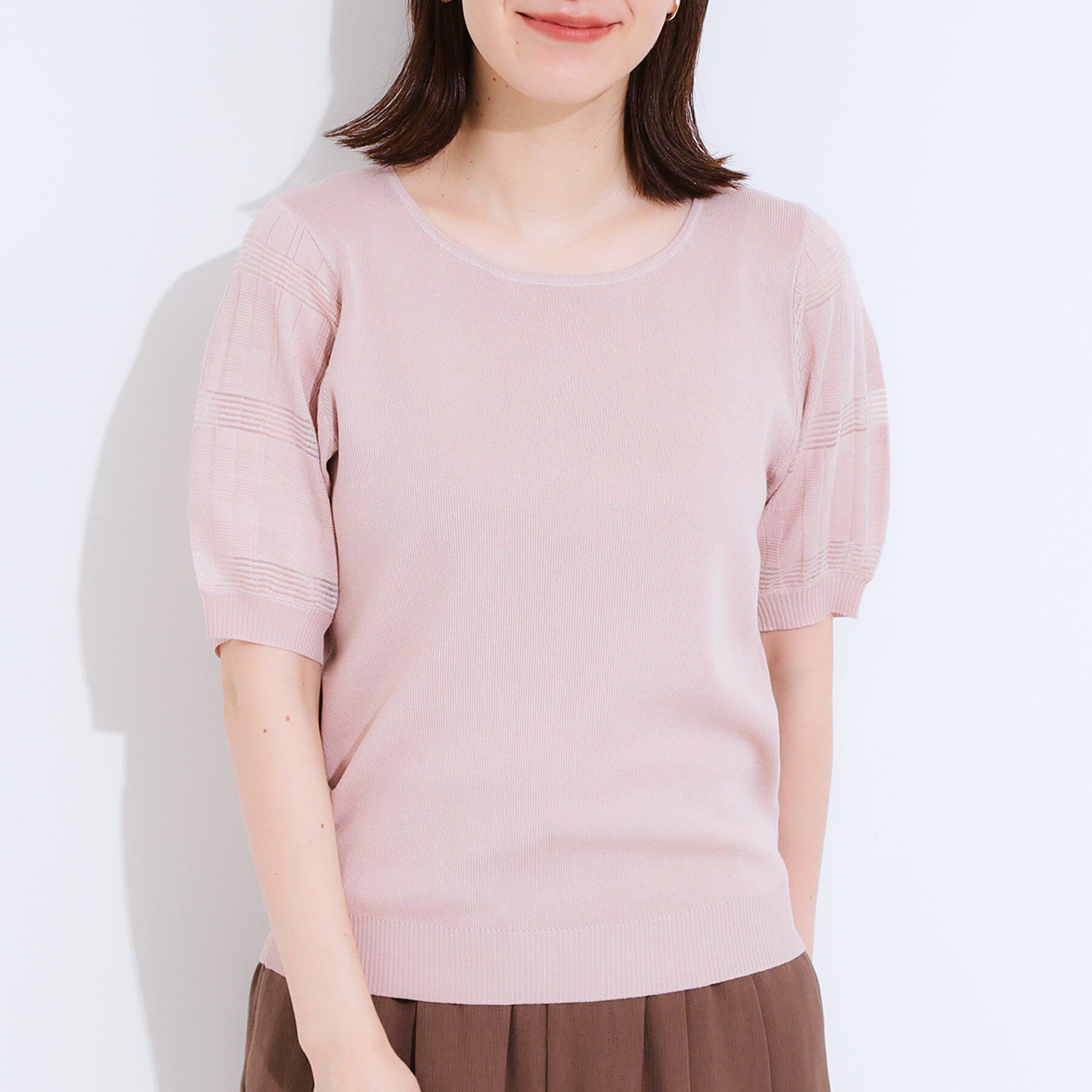 SHOO･LA･RUE「【S-LL】大人上品な お袖シアー切り替えニット」|ニット・セーター|