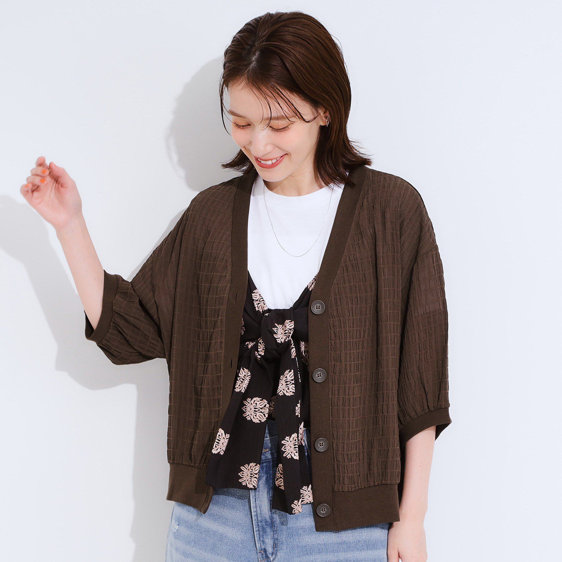 SHOO･LA･RUE「【S-LL】ふわっとしたフォルムが魅力 Vネックカーディガン」|カーディガン|