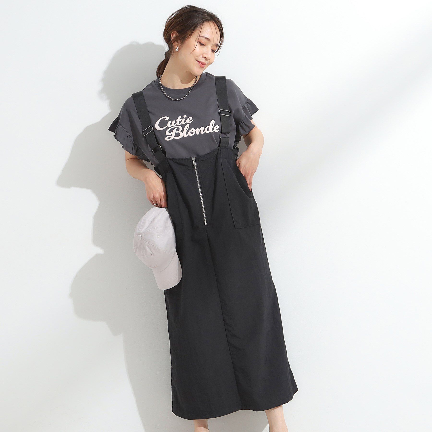 SHOO･LA･RUE「【S-LL】ナイロンハーフジップジャンスカ」|ワンピース|