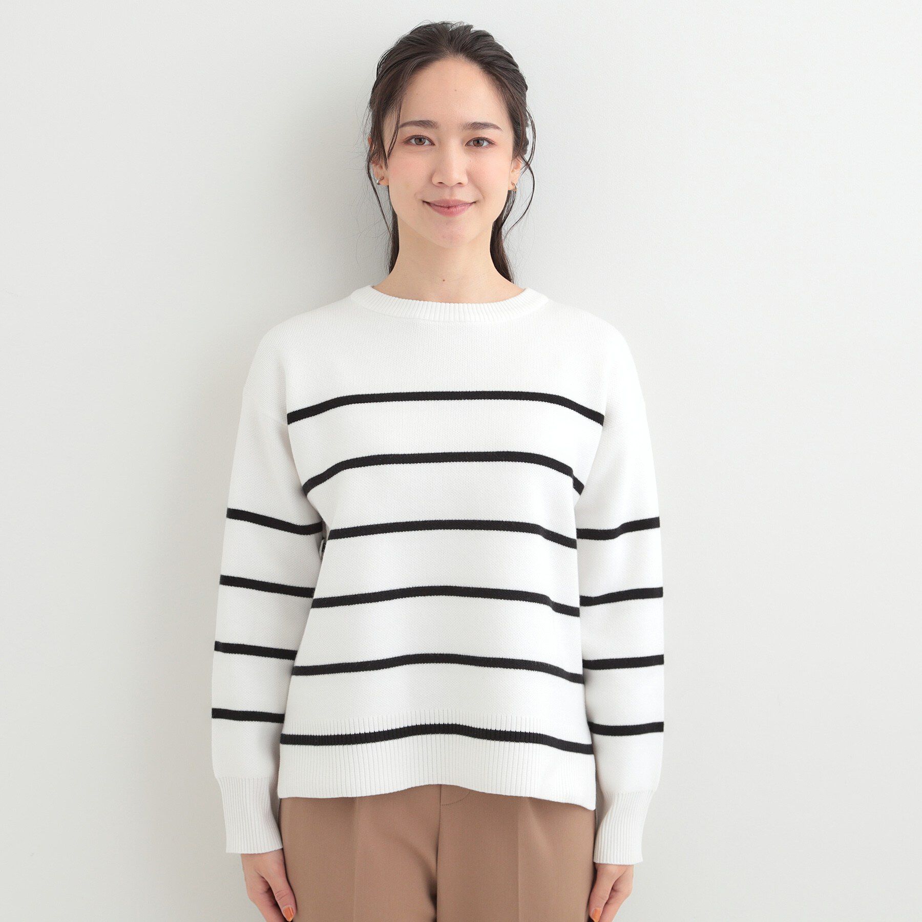 SHOO･LA･RUE「【S-LL/洗濯機可/体型カバー】大人世代も取り入れやすい スウェットライクニット」|ニット・セーター|