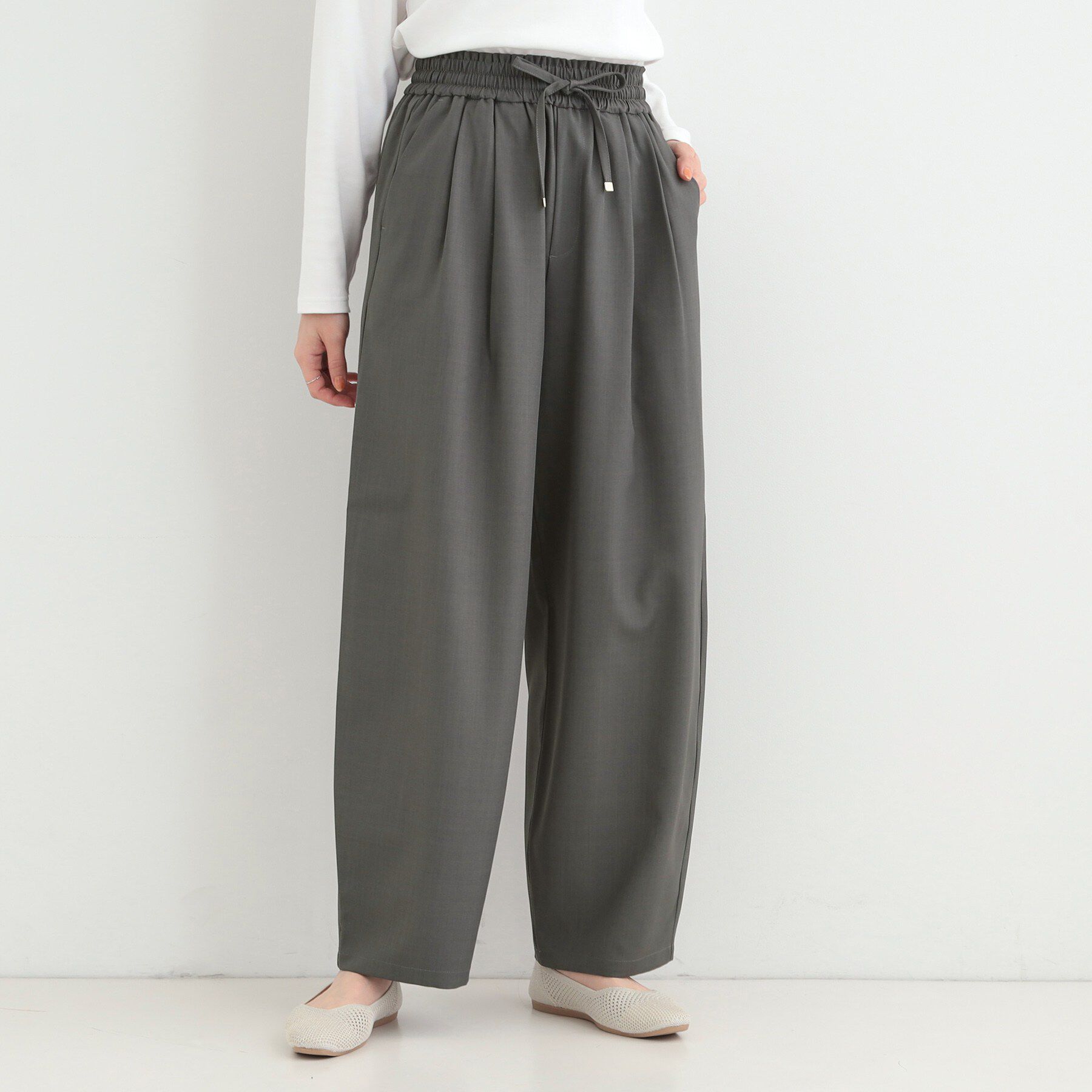 SHOO･LA･RUE「【S-LL】タック入り バギーカーブパンツ」|その他|