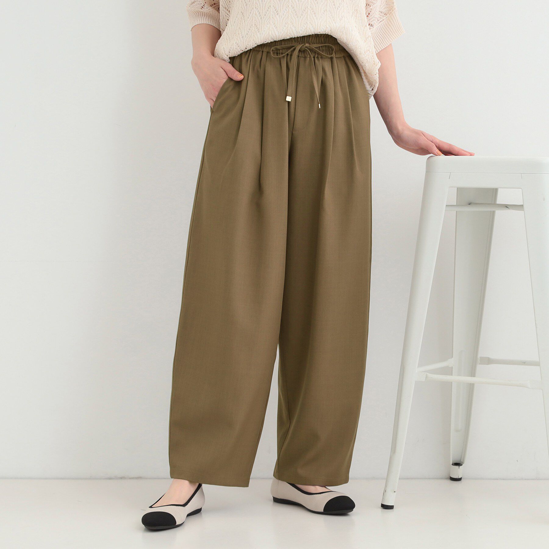 SHOO･LA･RUE「【S-LL】タック入り バギーカーブパンツ」|その他|モカブラウン(042