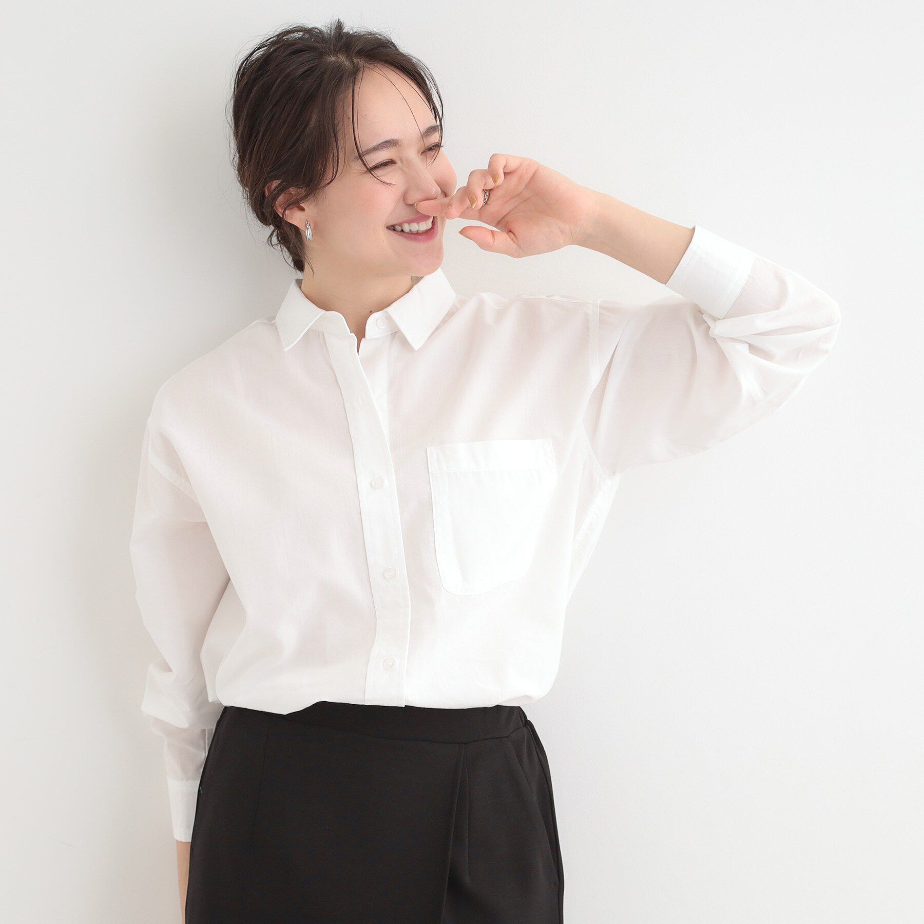 SHOO･LA･RUE「【選べる色・柄/S-LL】通年使える レギュラーカラーシャツ」|シャツ・ブラウス|
