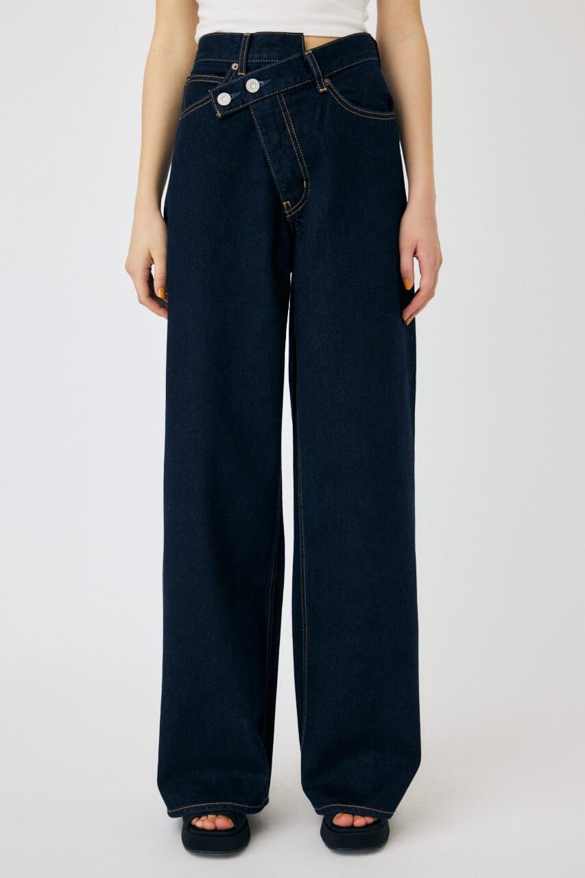 MOUSSY「CROSS WAIST WIDE ストレート」|デニム|BLU