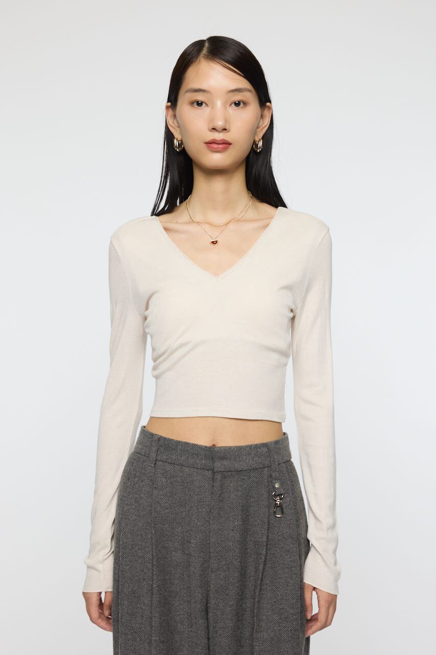 MOUSSY「DEEP V CUP ロングスリーブTEE」|Tシャツ・カットソー|
