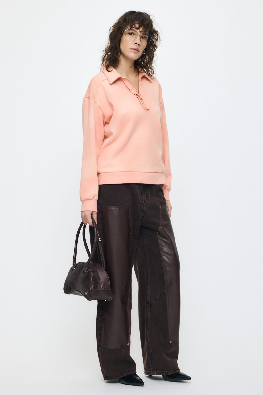 MOUSSY「F/LEATHER DOUBLE KNEE パンツ」|デニム|