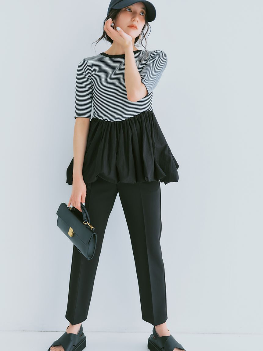 Mila Owen「【ウォッシャブル】2wayペプラムリブニットドッキングトップス」|Tシャツ・カットソー|