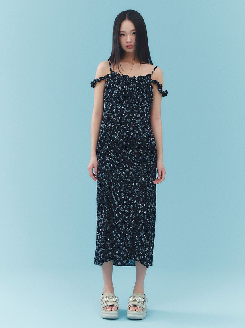 FURFUR「シェルモチーフプリントキャミワンピース」|ワンピース|BLK