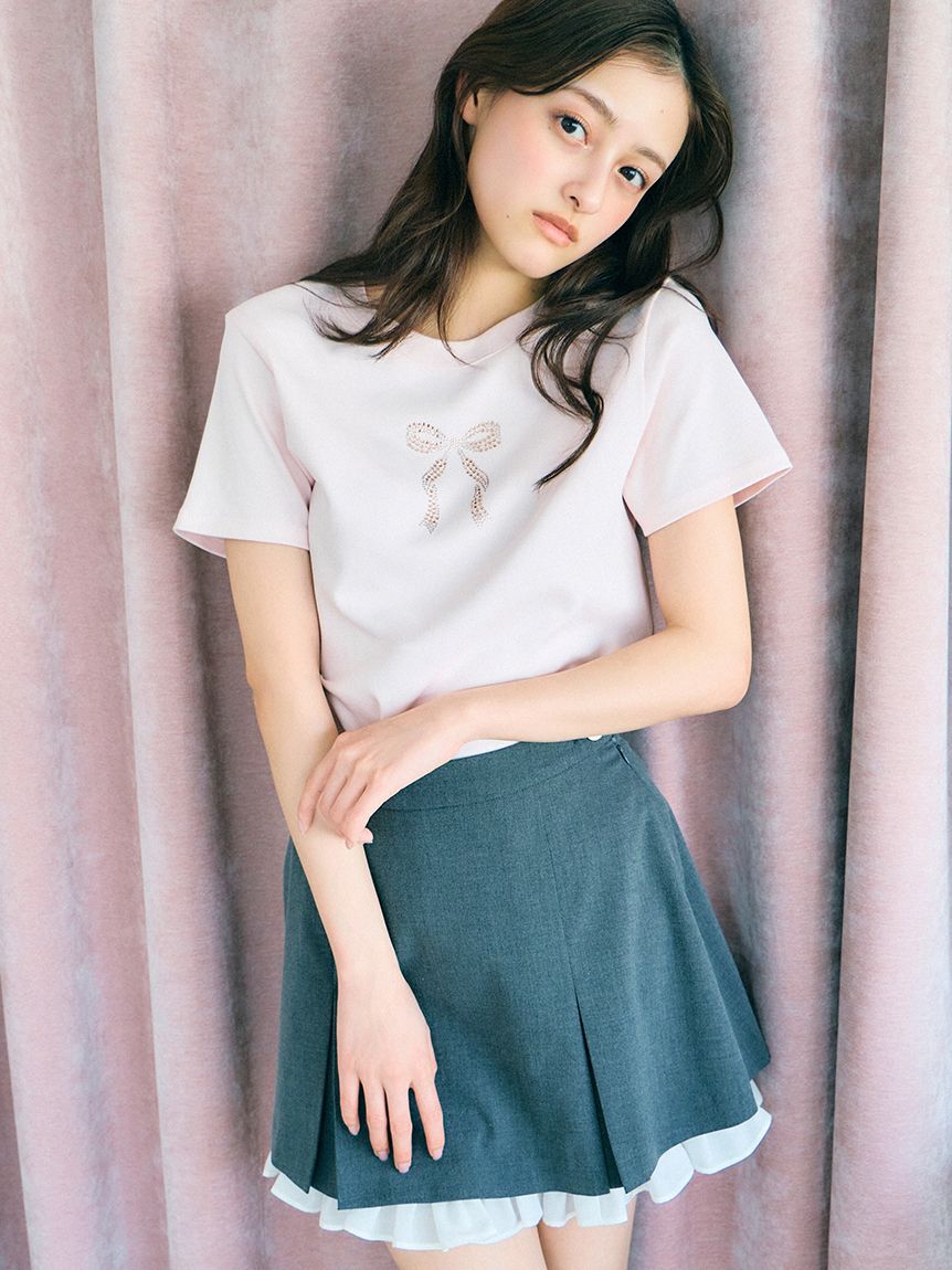 SNIDEL「【販路限定カラーあり】ラインストーンTシャツ」|Tシャツ・カットソー|