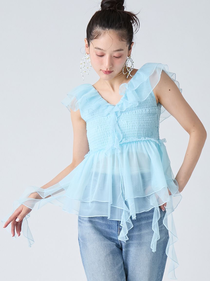 LILY BROWN「パピヨンチュールフリルトップス」|シャツ・ブラウス|LBLU