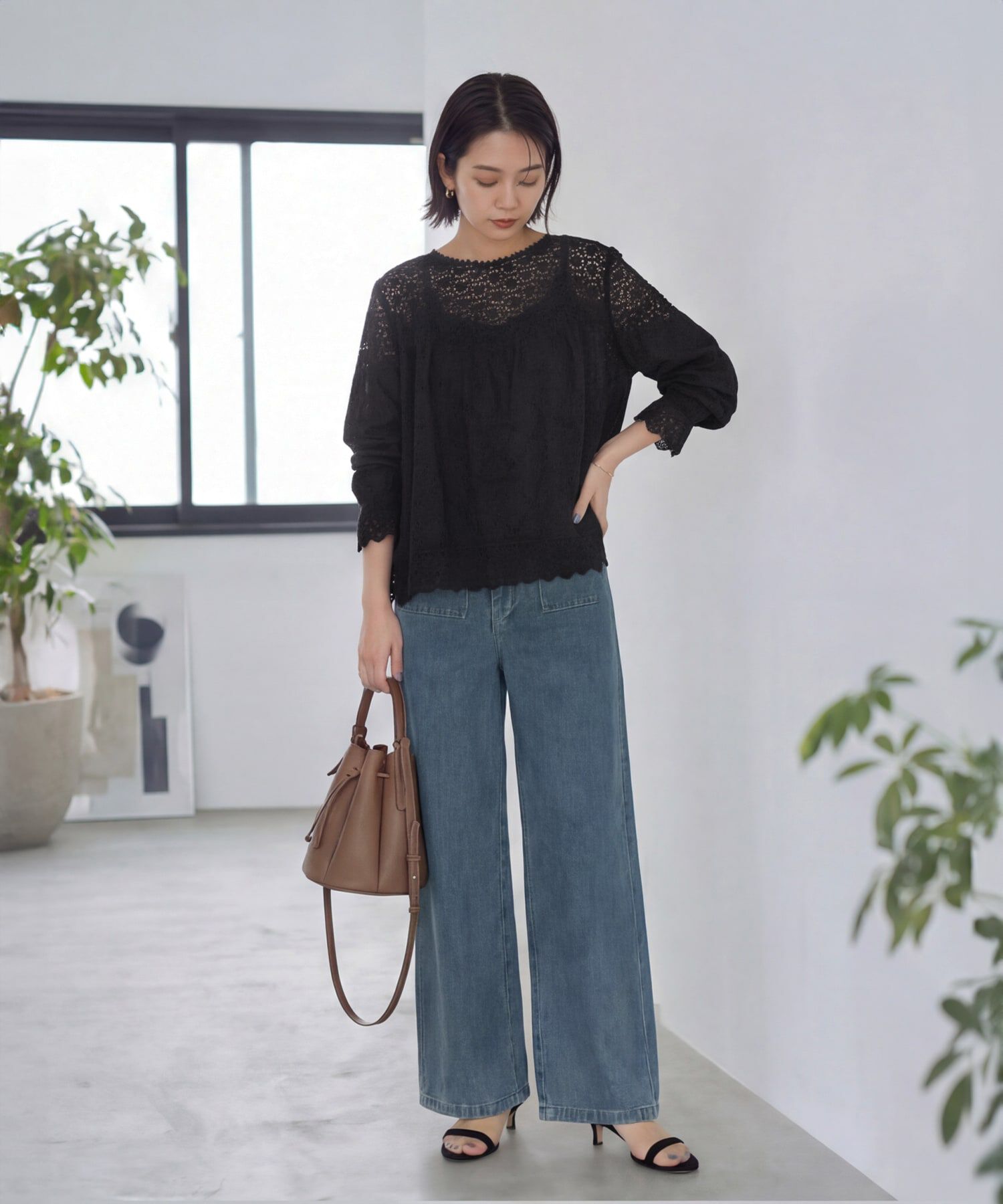 STYLE DELI「上部がレースのギャザーブラウス」|シャツ・ブラウス|