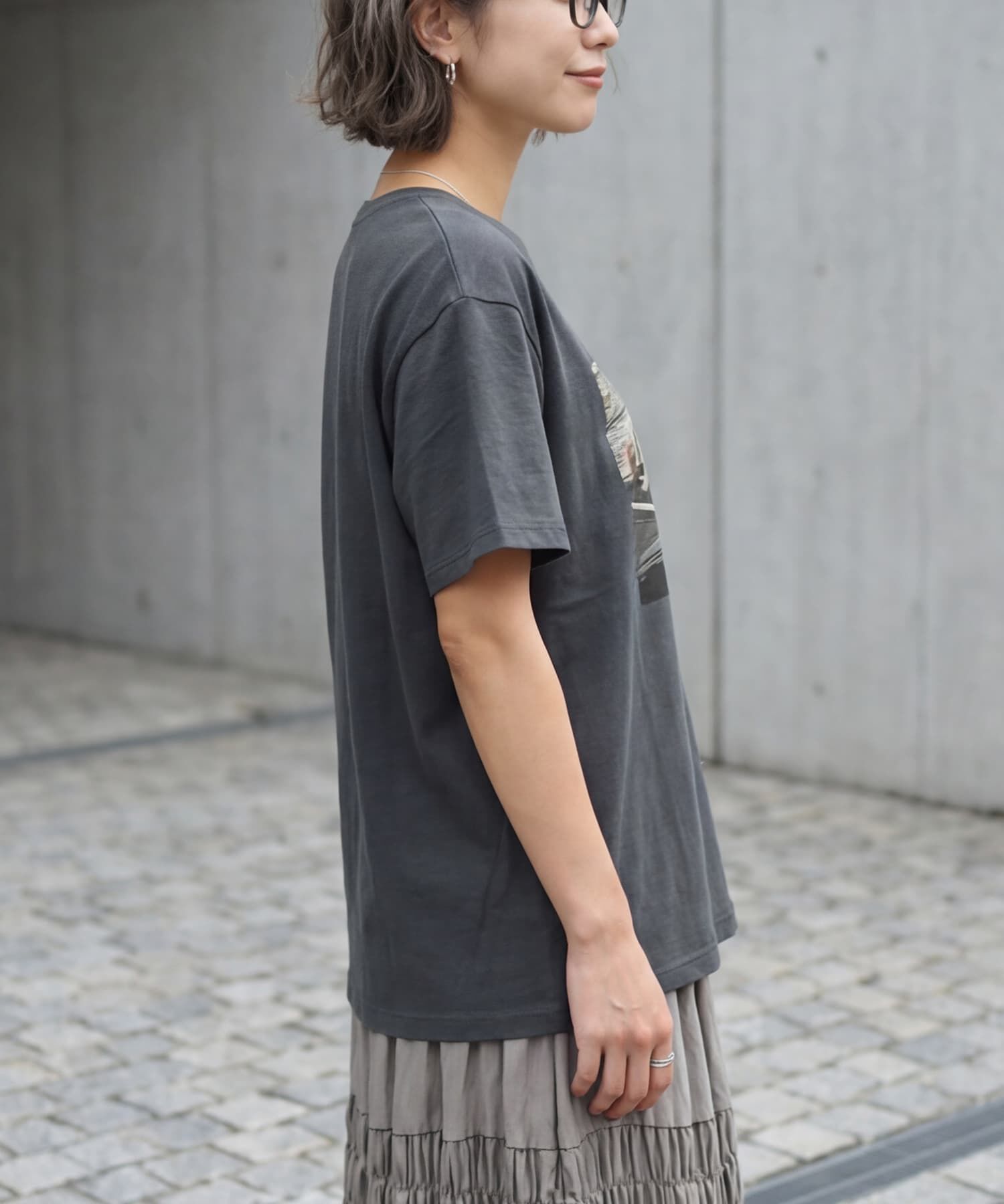 STYLE DELI「【LUXE】dogsフォトプリントさら編みTシャツ」|Tシャツ・カットソー|