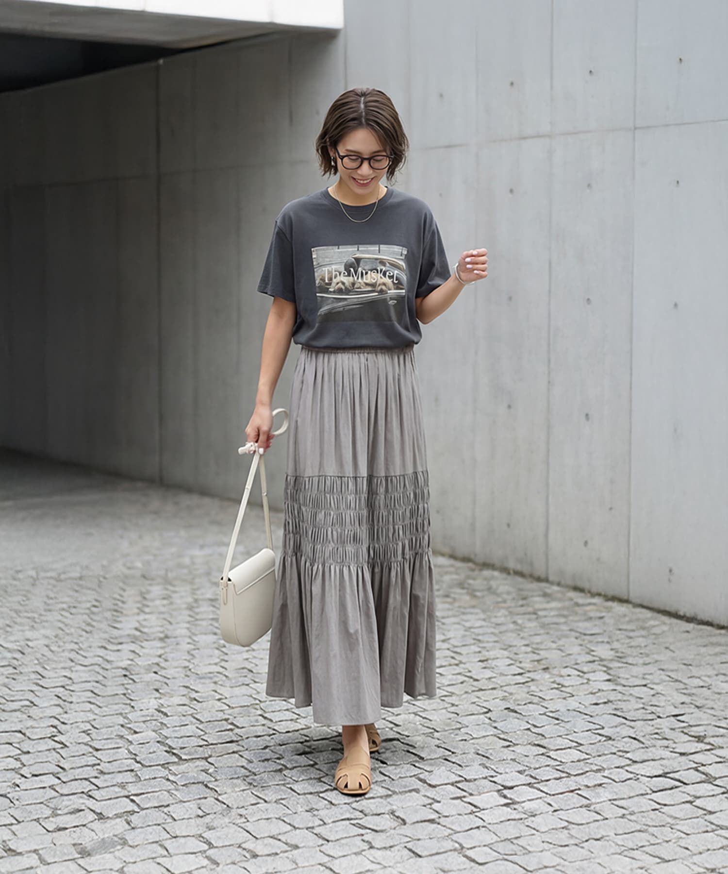 STYLE DELI「【LUXE】dogsフォトプリントさら編みTシャツ」|Tシャツ・カットソー|