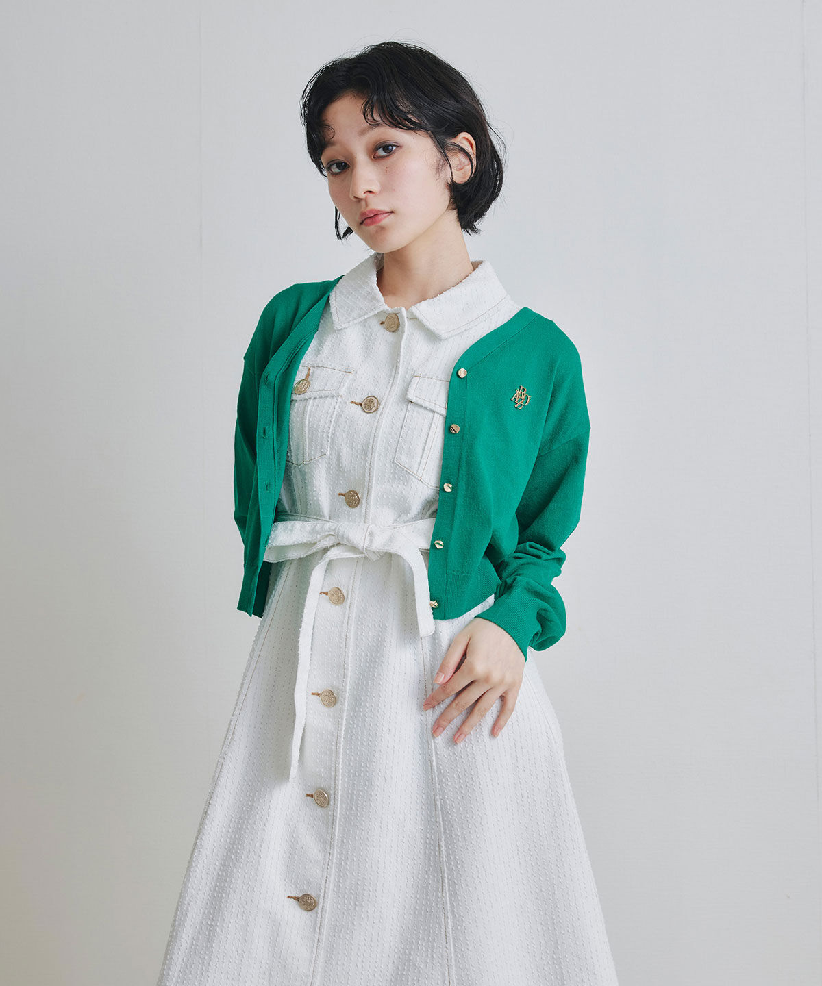 REDYAZEL「レーザーカットデニムロングシャツワンピース」|ワンピース|