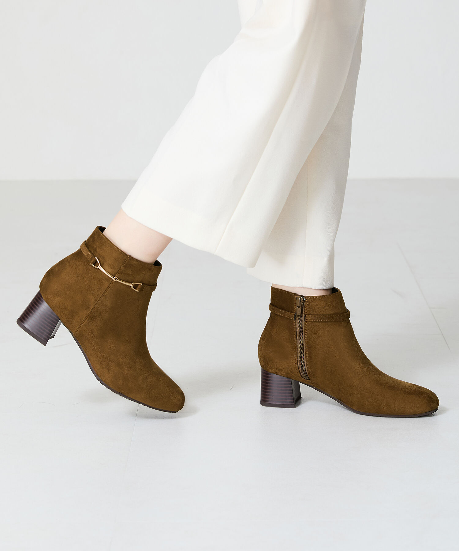 WA Oriental TRaffic「ビットモチーフミドルヒールブーツ/42406」|ショートブーツ|BROWN