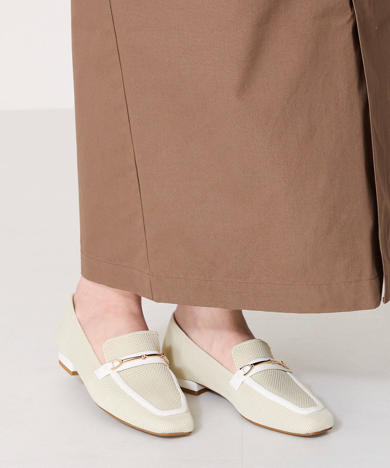 WA Oriental TRaffic「ビットモチーフニットローファー/52102 ローファー 軽い ニット 人気 トレンド 売れてる」|パンプス|BEIGE