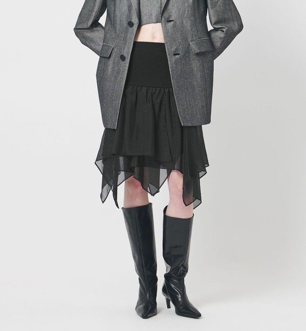 AEWEN MATOPH「＜AEWEN MATOPH＞ラッフルミニスカート ベアトップ ‐ 2WAY ウォッシャブル ‐」|スカート|BLACK