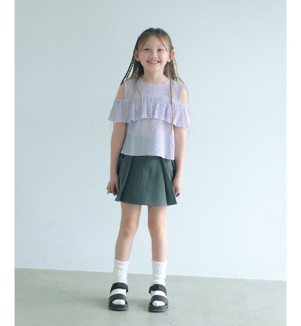 UNITED ARROWS green label relaxing「【COOL CHIC GIRLS STYLE】ラッフルショートスリーブ / キッズ  120cm-160cm」|シャツ・ブラウス|