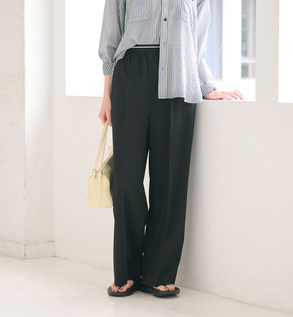 BEAUTY&YOUTH UNITED ARROWS「ラインゴム ワイドパンツ ウォッシャブル 防シワ」|その他|BLACK