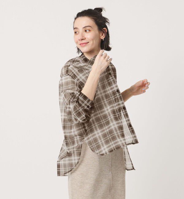 BEAUTY&YOUTH UNITED ARROWS「【WEB限定】オンブレーチェック シアーバンドカラーシャツ ウォッシャブル」|シャツ・ブラウス|MD.BROWN