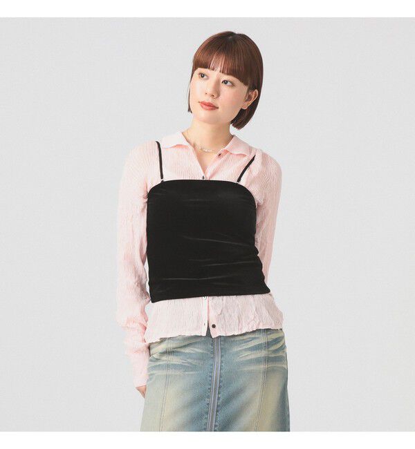 Ray BEAMS 「2WAY ベロア カップ付き キャミソール」|キャミソール|BLACK
