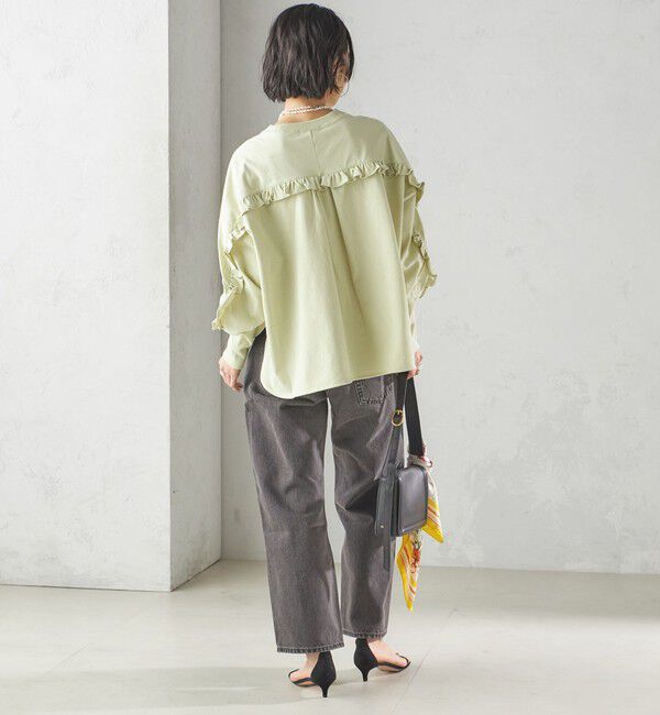 SHIPS for women「〈洗濯機可能〉ロング リブ スリーブ フリル カットソー」|Tシャツ・カットソー|
