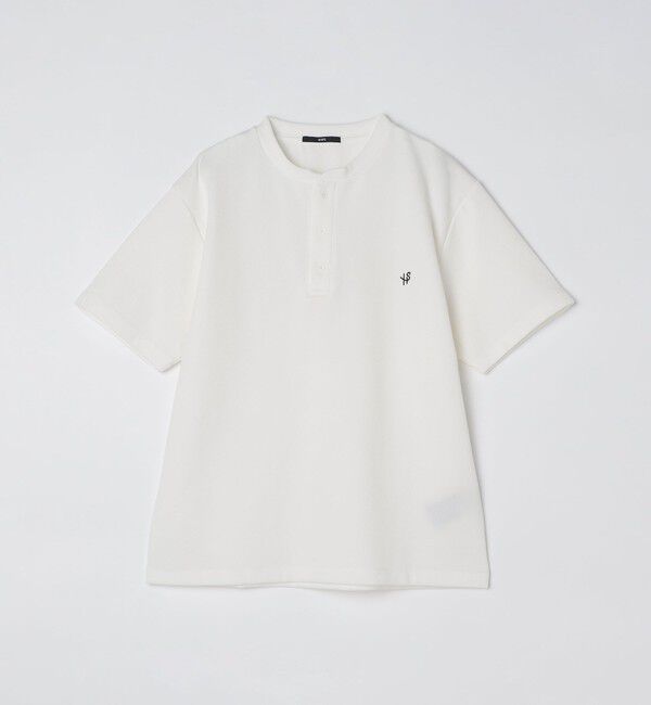 SHIPS「【WEB限定】SHIPS: ワンポイント ロゴ バーズアイ ヘンリーネック Tシャツ 24SS」|Tシャツ・カットソー|