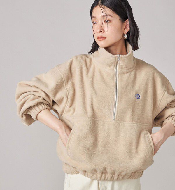 SHIPS for women「SHIPS NINE CASE:〈手洗い可能〉フリース ハーフ ジップ プルオーバー」|その他|ナチュラル