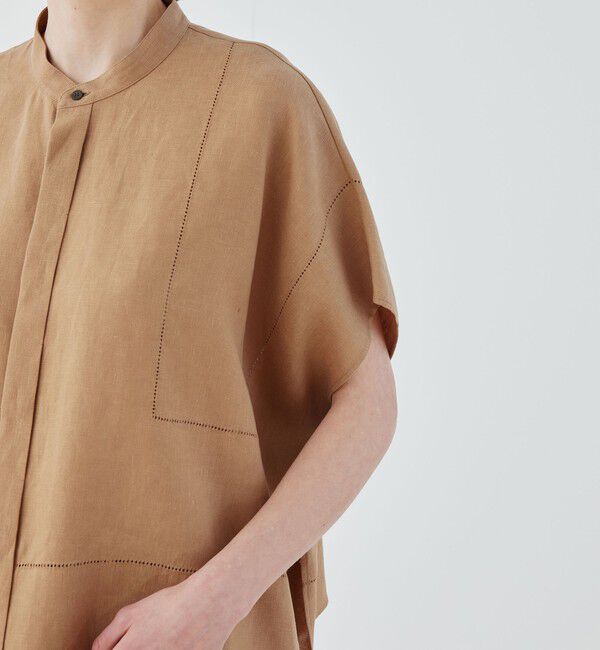 GALERIE VIE「【一部WEB先行予約】フレンチリネン スタンドカラーシャツ」|シャツ・ブラウス|