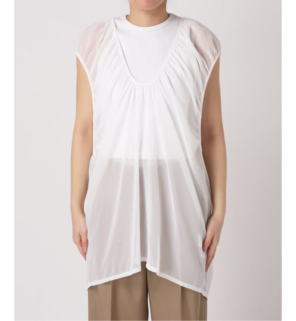  「《予約》GATHERED CHIFFON TANK：ブラウス」|シャツ・ブラウス|