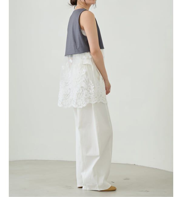 IENA LA BOUCLE「《予約》IENA LA BOUCLE チュールレースノースリーブベスト」|ベスト・ジレ|
